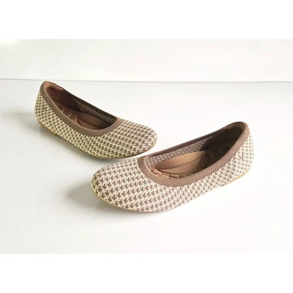 VIVAIA Claire Round Toe Flats Espresso Houndstooth Sz 43 11 Knit Comfort Brown - Picture 2 of 12